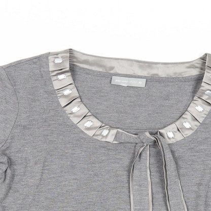 Womens UK Size 10 Per Una Grey Basic T-Shirt