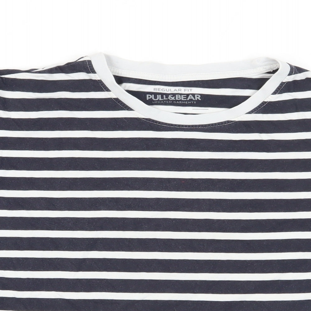Womens UK Size S Pull&Bear Blue Basic T-Shirt