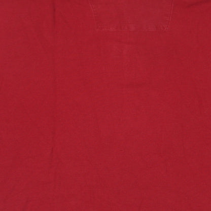 Marks and Spencer Mens Red Cotton Polo Size XL Collared Button