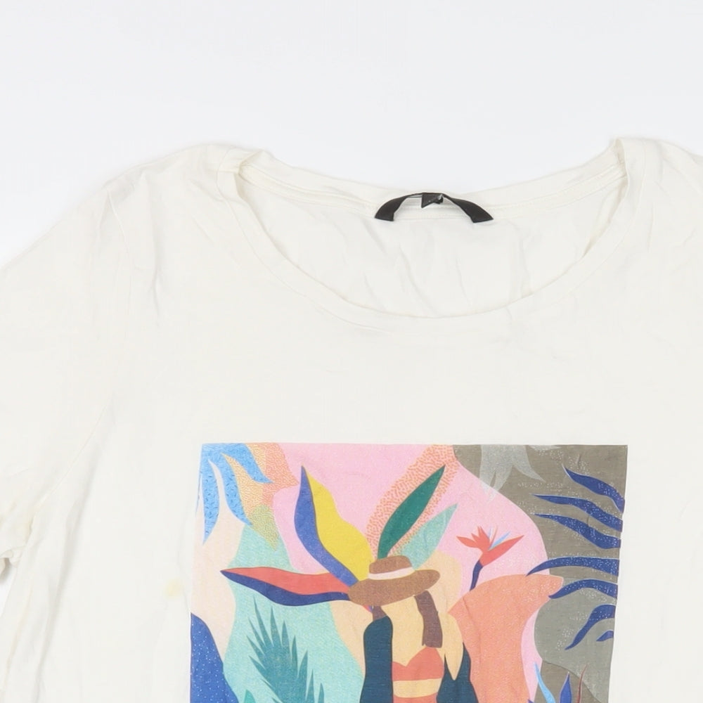 Womens UK Size L VERO MODA White Basic T-Shirt