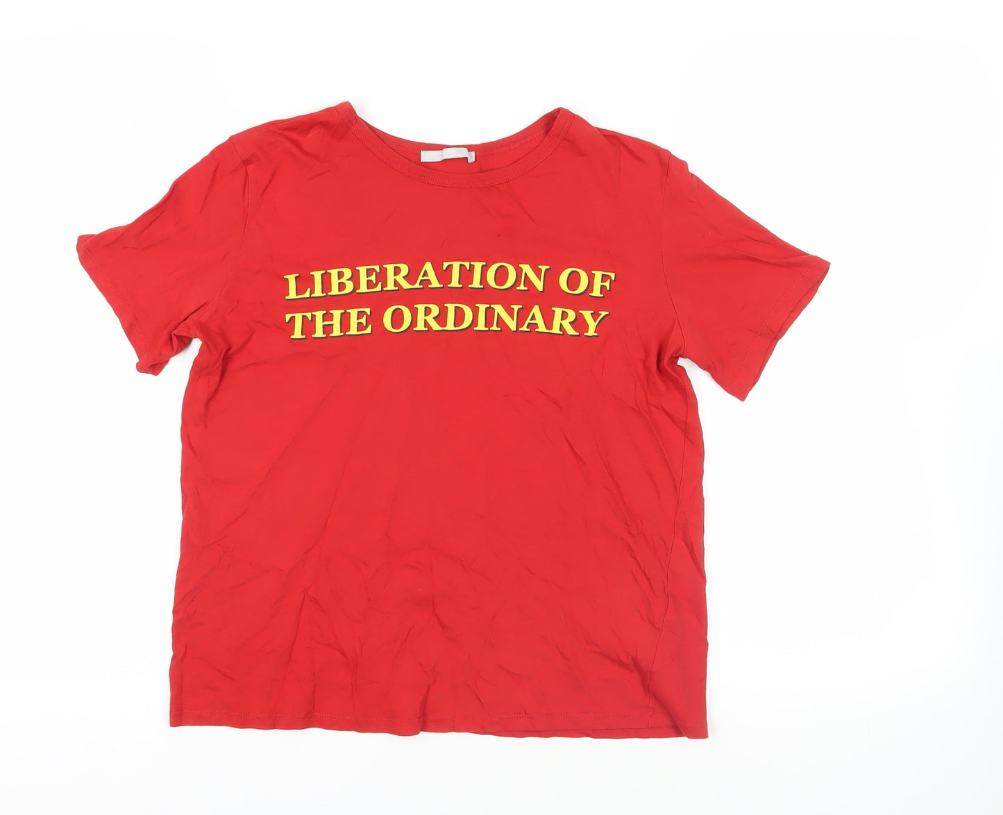 Womens UK Size S Zara Red Basic T-Shirt
