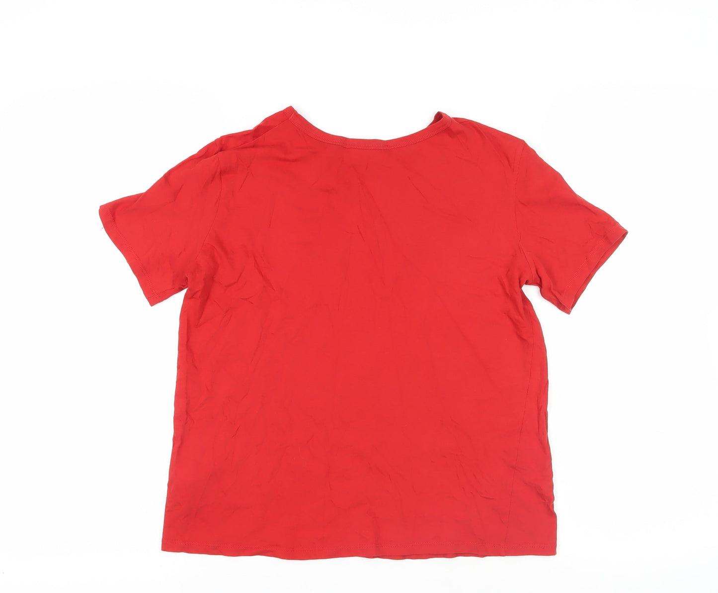 Womens UK Size S Zara Red Basic T-Shirt
