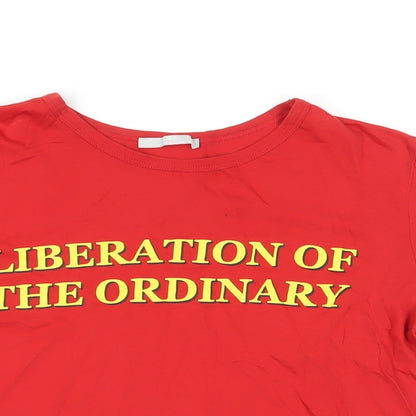 Womens UK Size S Zara Red Basic T-Shirt