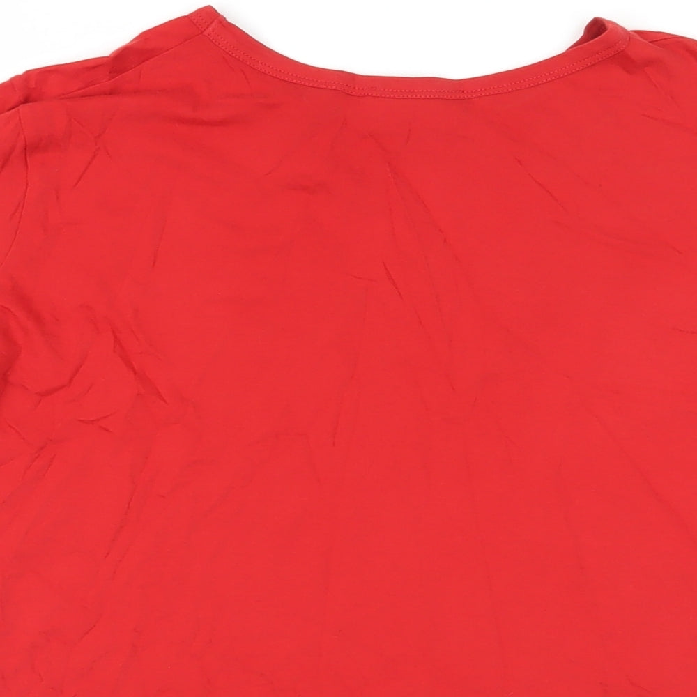 Womens UK Size S Zara Red Basic T-Shirt
