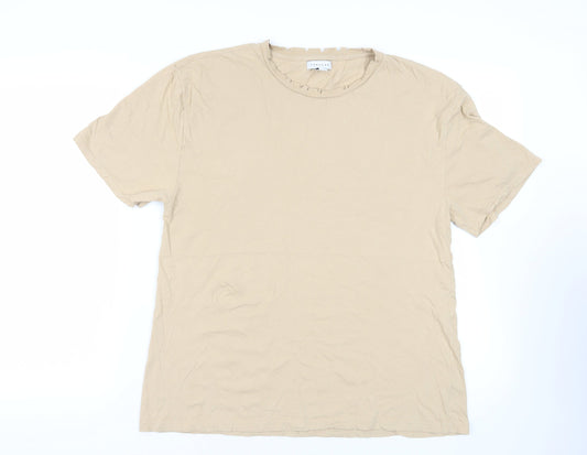 Womens UK Size 14 Topshop Beige Basic T-Shirt