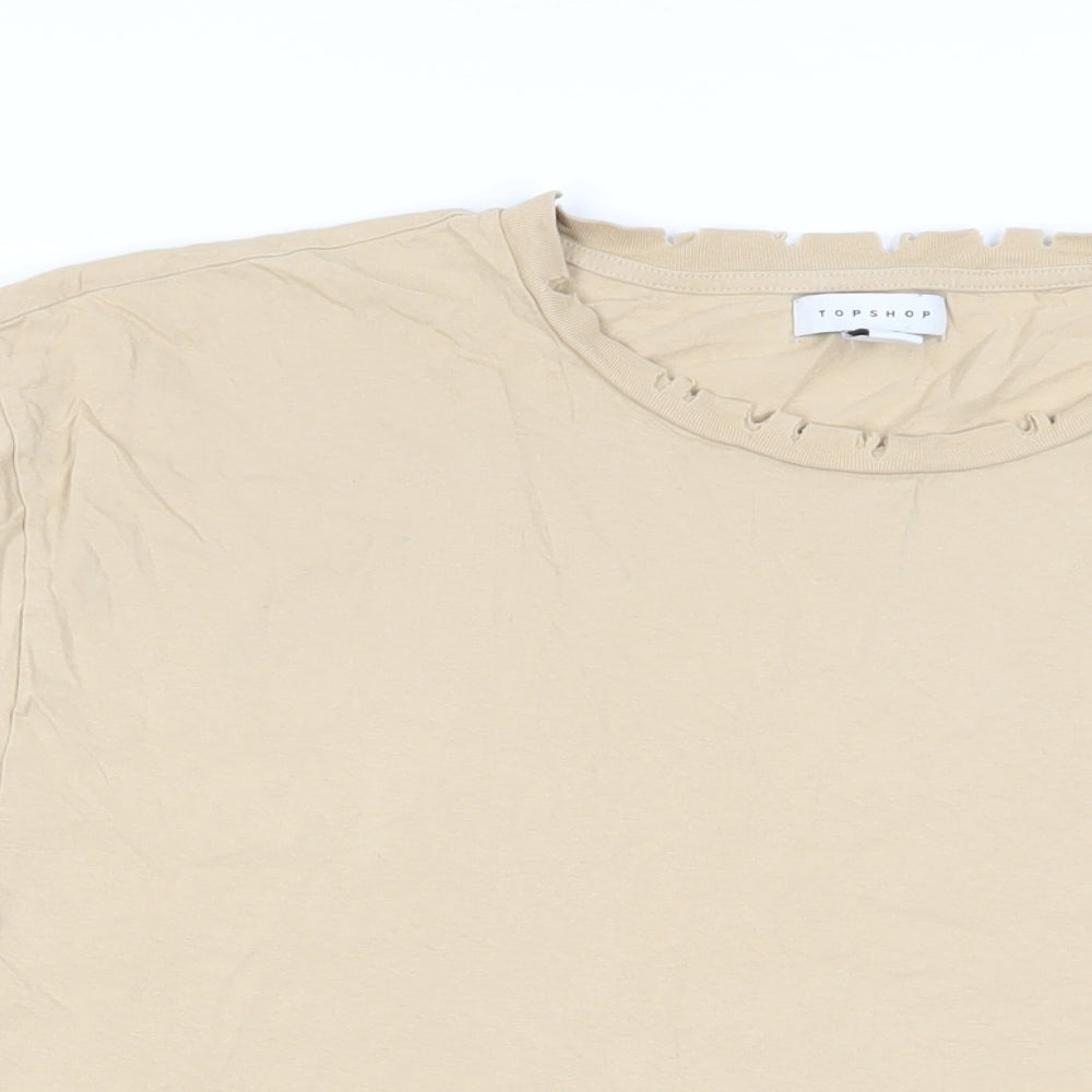 Womens UK Size 14 Topshop Beige Basic T-Shirt