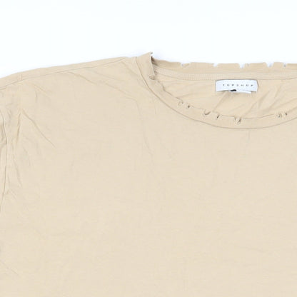 Womens UK Size 14 Topshop Beige Basic T-Shirt