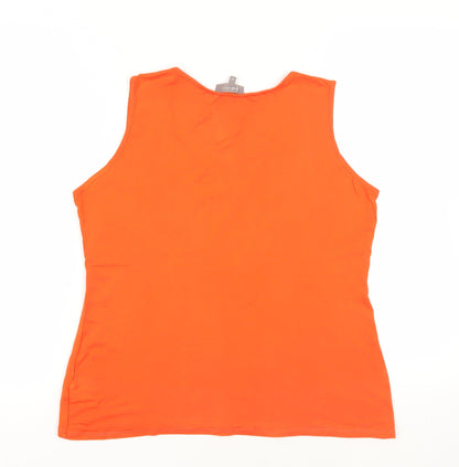 First Avenue Womens Orange Viscose Basic Tank Size 16 Scoop Neck