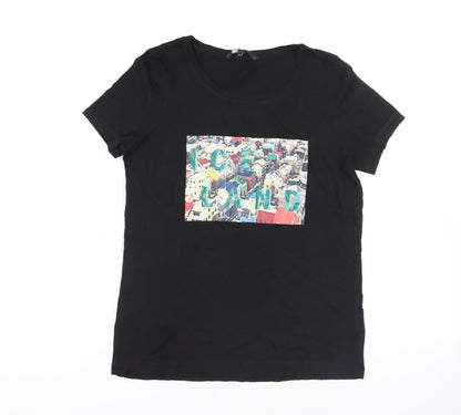 Womens UK Size M VERO MODA Black Basic T-Shirt