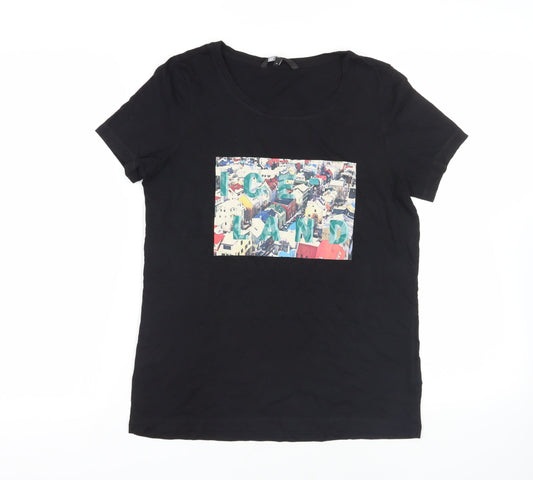 Womens UK Size M VERO MODA Black Basic T-Shirt