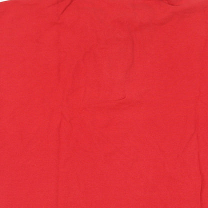 Marks and Spencer Mens Red Cotton Polo Size L Collared Button