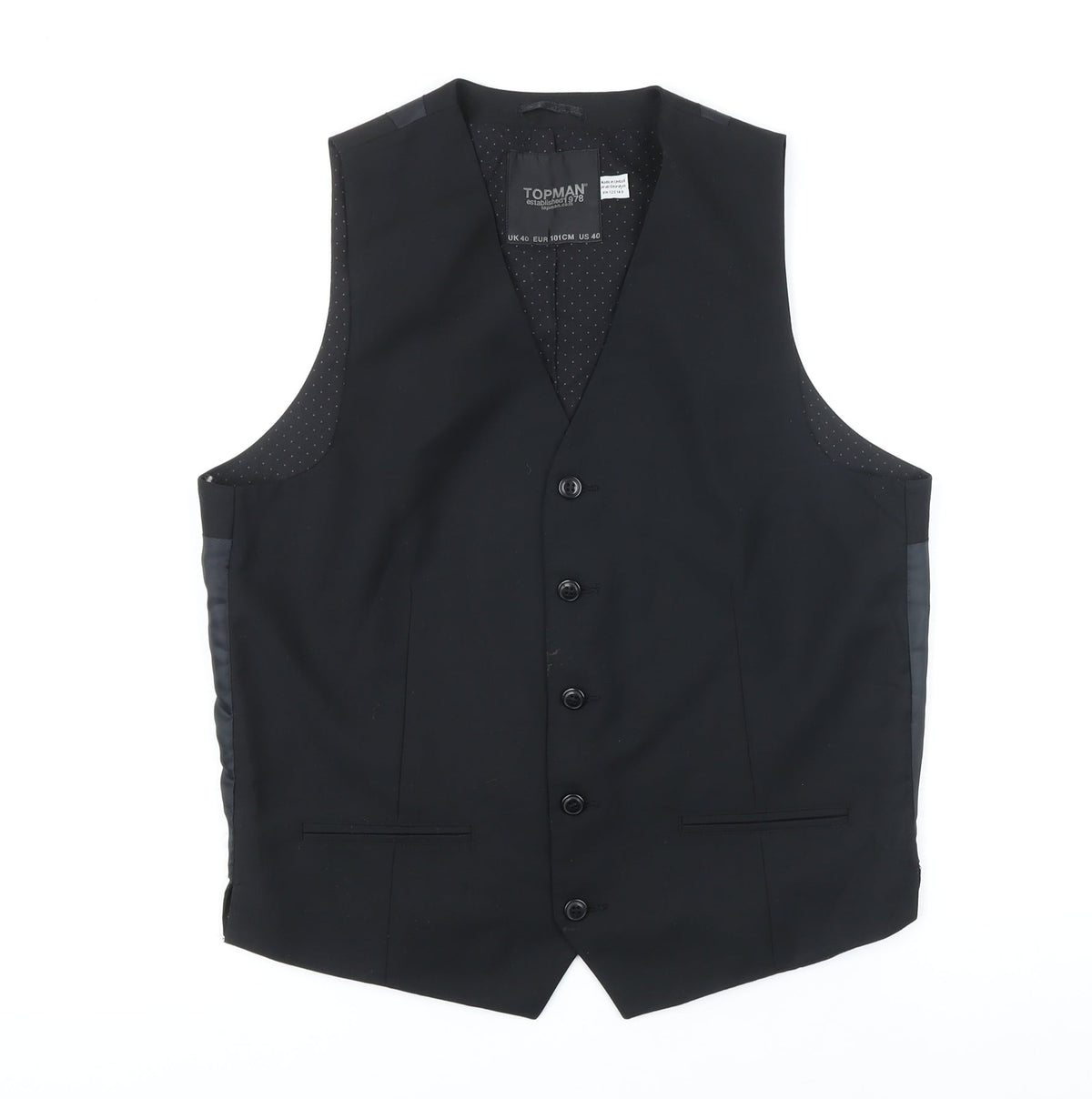 Mens UK Size 40 Topman Regular Black Suit Jacket