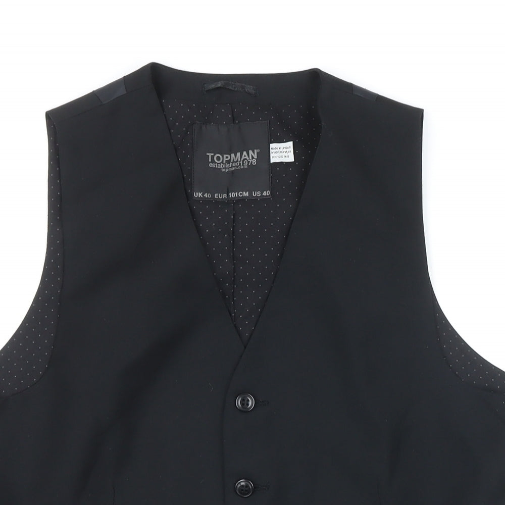 Mens UK Size 40 Topman Regular Black Suit Jacket