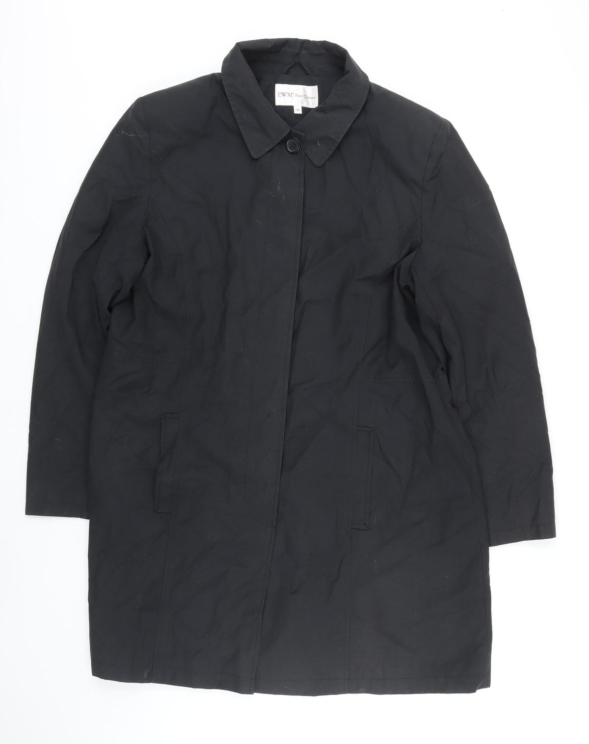 Womens UK Size 16 EWM Black Overcoat