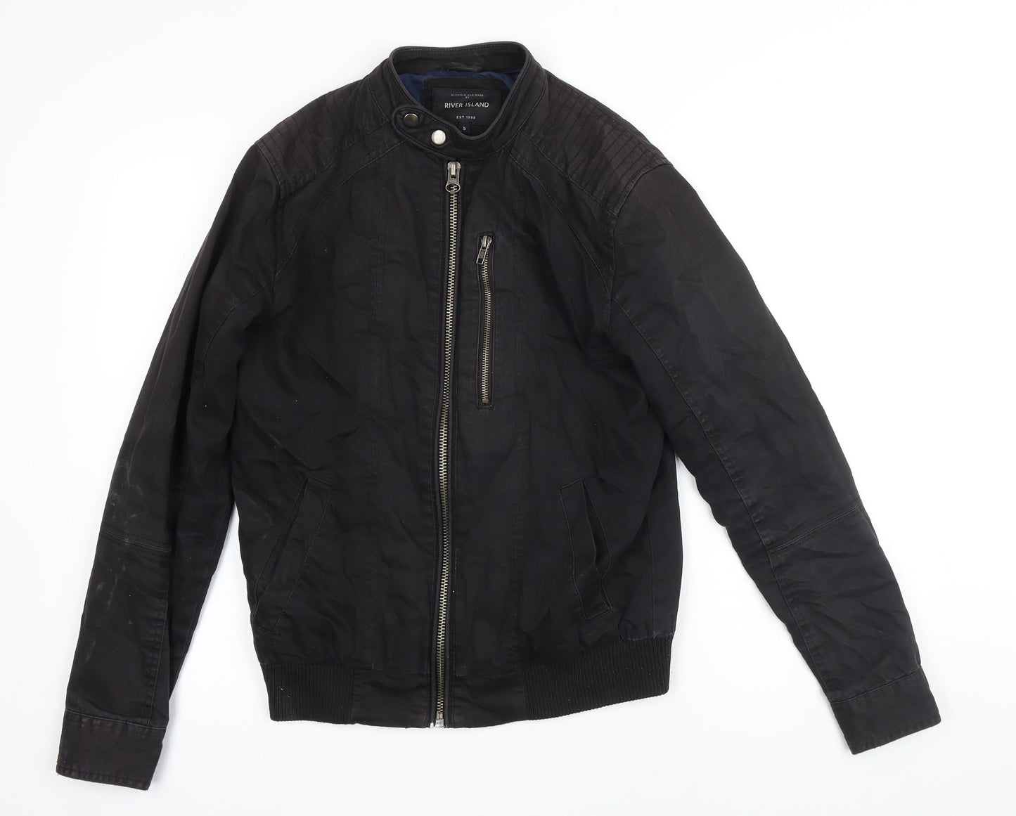 Mens UK Size One Size River Island Black Bomber Jacket
