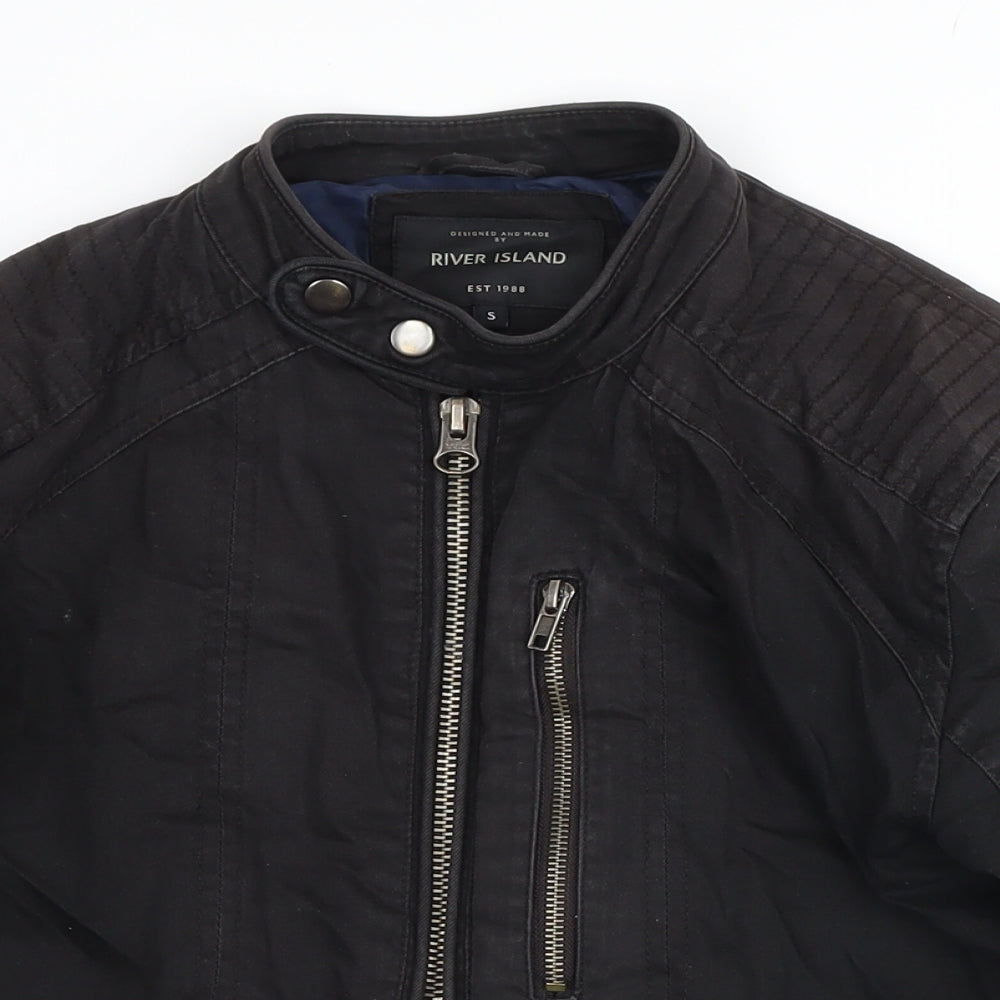Mens UK Size One Size River Island Black Bomber Jacket