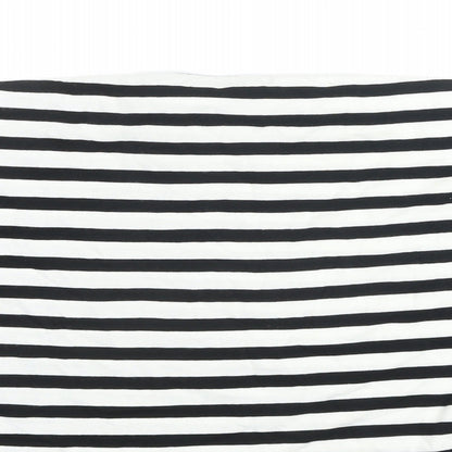 M&S Womens Black Striped Cotton Basic T-Shirt Size L Off the Shoulder