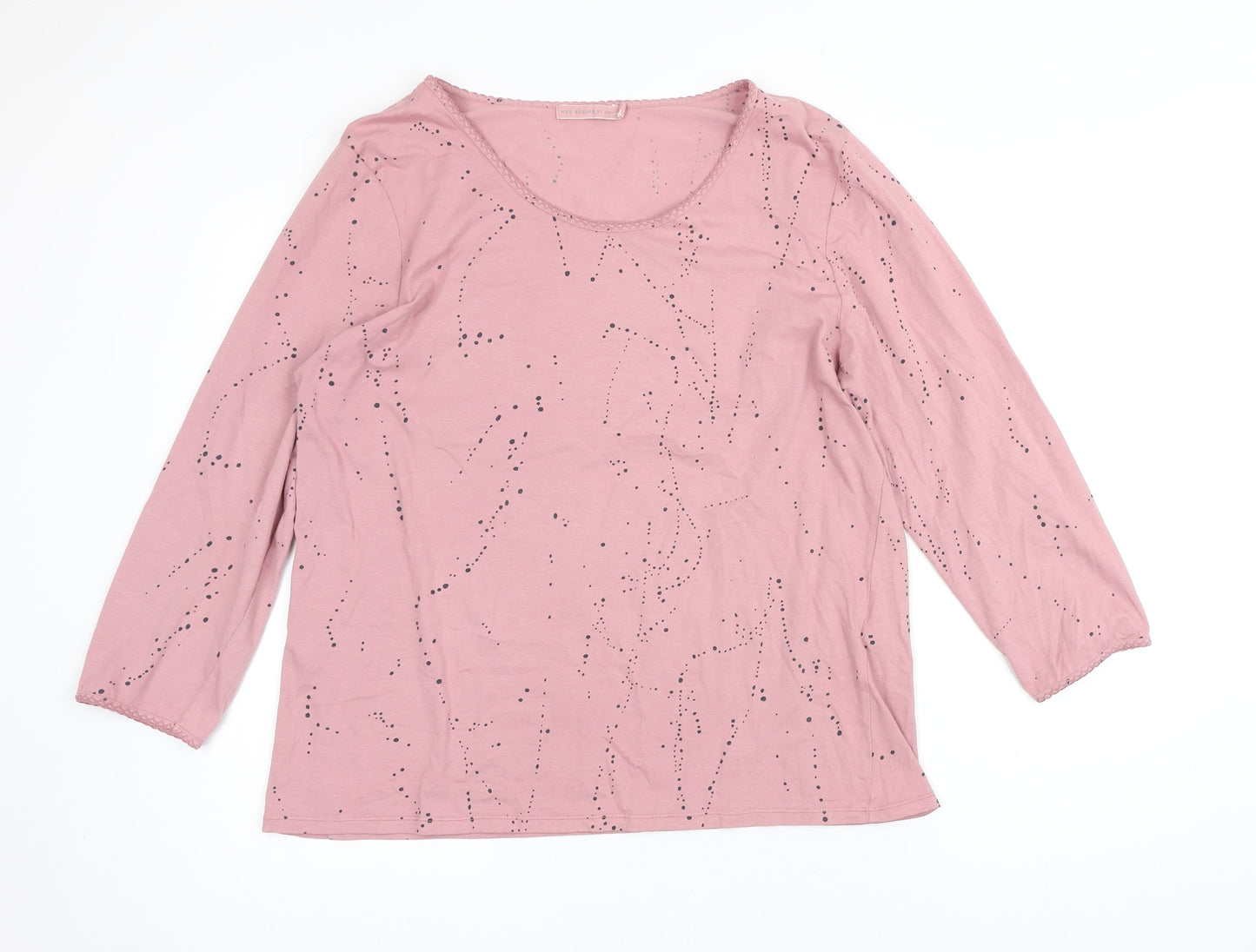 Mes soewrs moi Womens Pink Geometric Cotton Blend Basic T-Shirt Size 6 Boat Neck