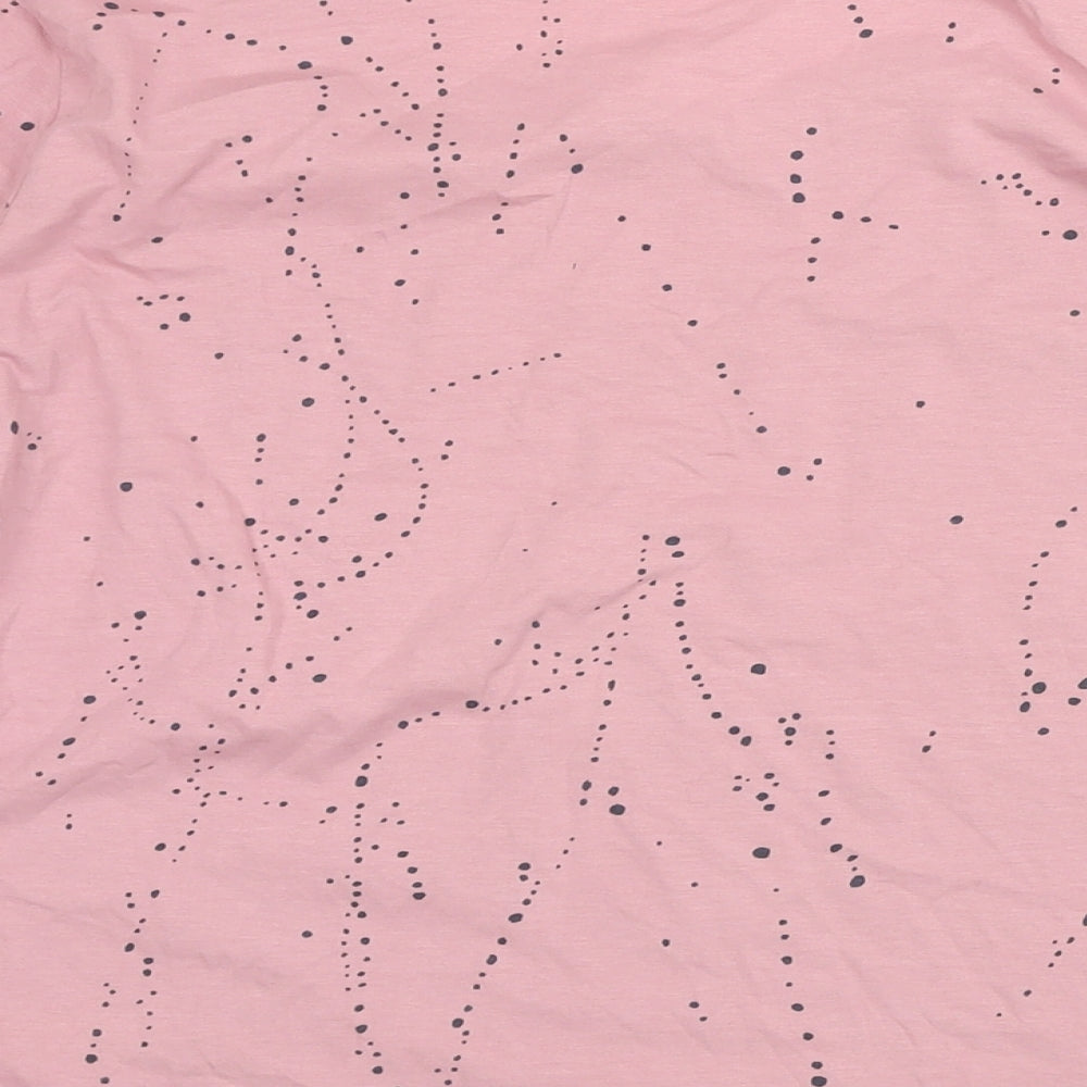 Mes soewrs moi Womens Pink Geometric Cotton Blend Basic T-Shirt Size 6 Boat Neck