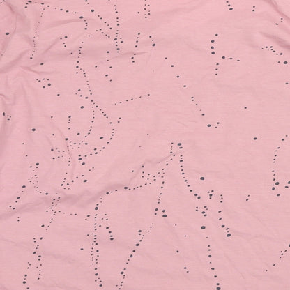 Mes soewrs moi Womens Pink Geometric Cotton Blend Basic T-Shirt Size 6 Boat Neck