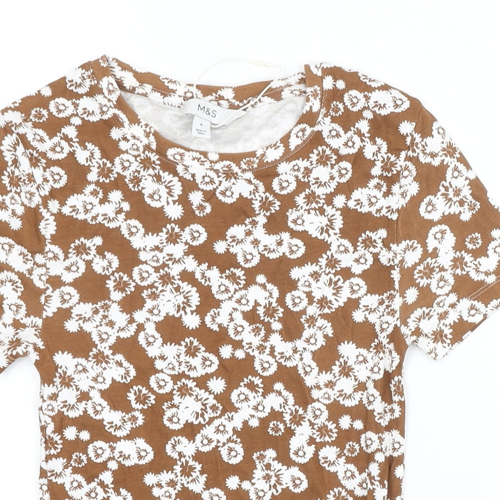 Womens UK Size 6 Marks and Spencer Brown Basic T-Shirt