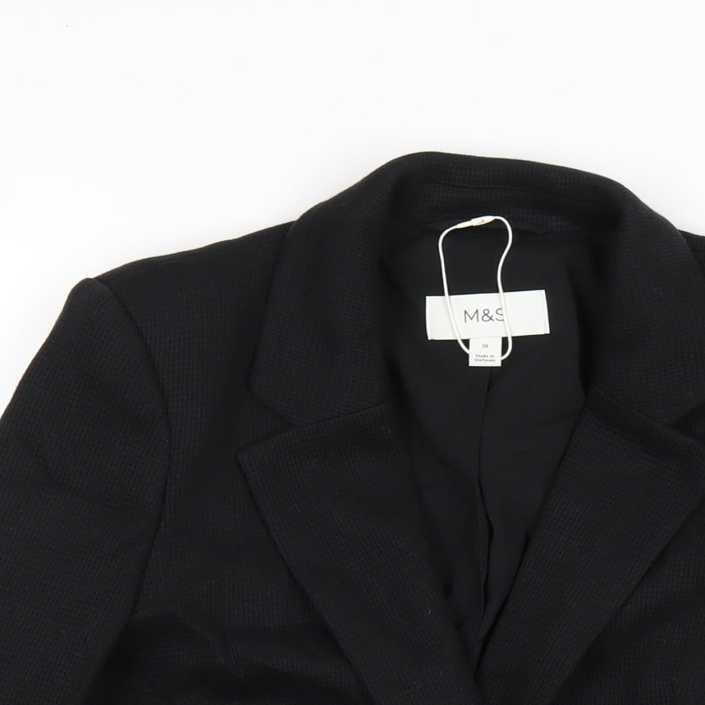 Marks and Spencer Womens Black Cotton Jacket Blazer Size 10