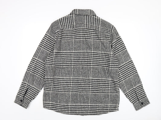 Autograph Mens Black Plaid Jacket Size M Button