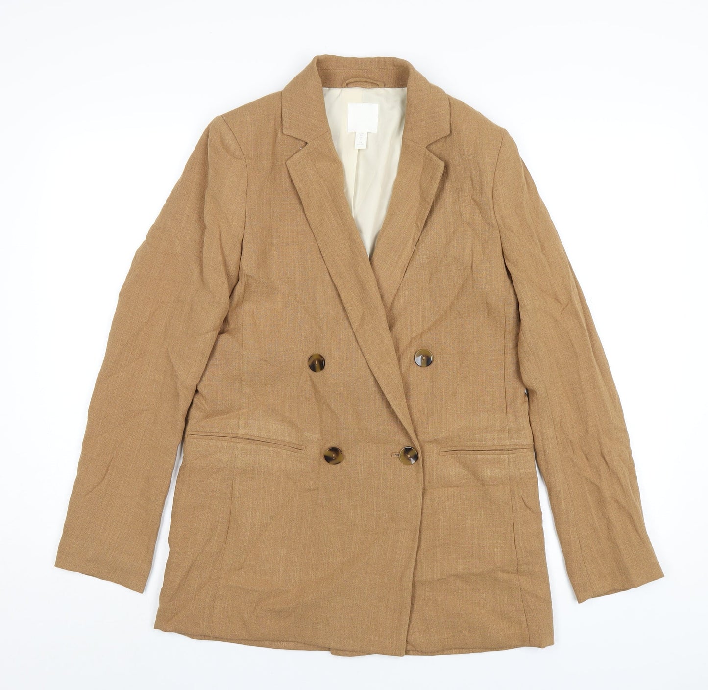 H&M Womens Brown Jacket Blazer Size 8 Button