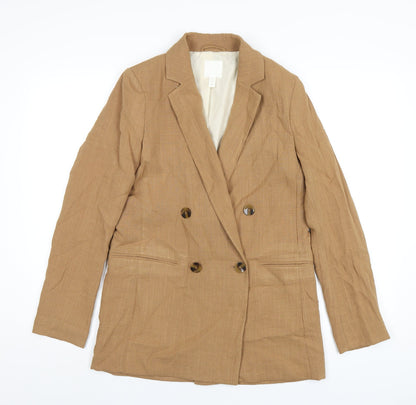 H&M Womens Brown Jacket Blazer Size 8 Button