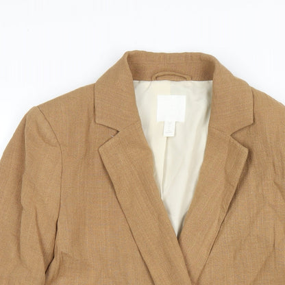H&M Womens Brown Jacket Blazer Size 8 Button