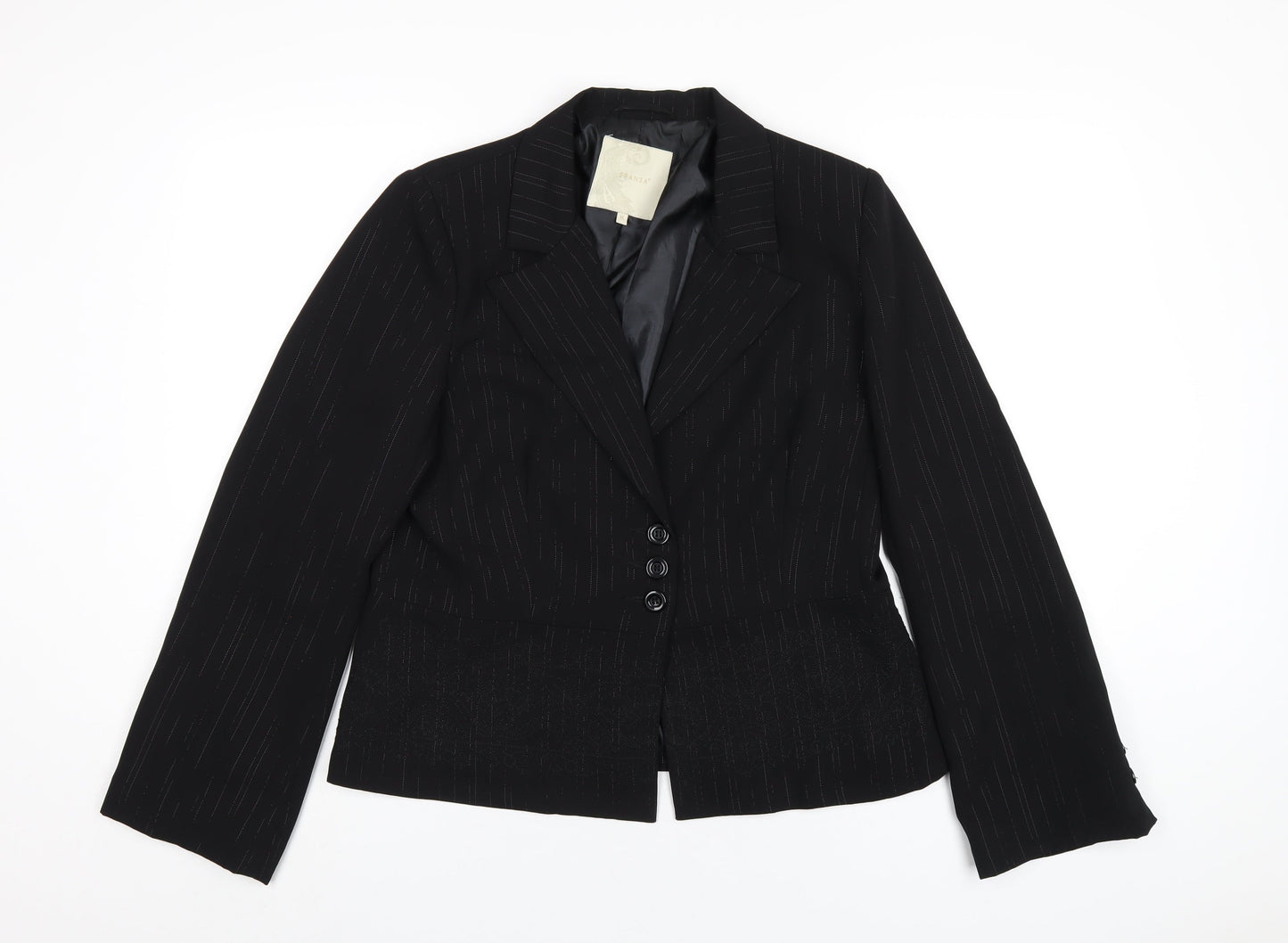 FRANSA Womens Black Polyester Jacket Blazer Size XL
