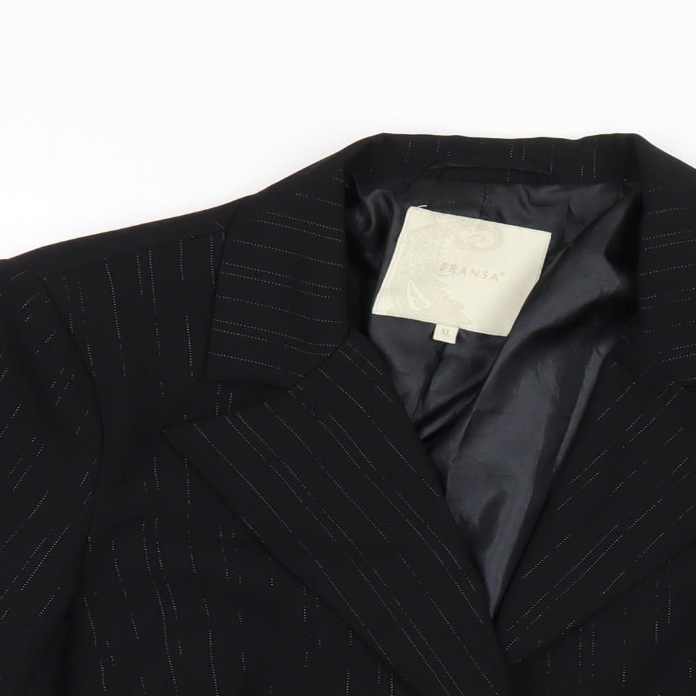 FRANSA Womens Black Polyester Jacket Blazer Size XL