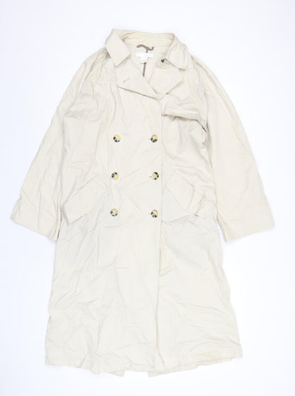 H&M Womens Beige Trench Coat Coat Size S Button