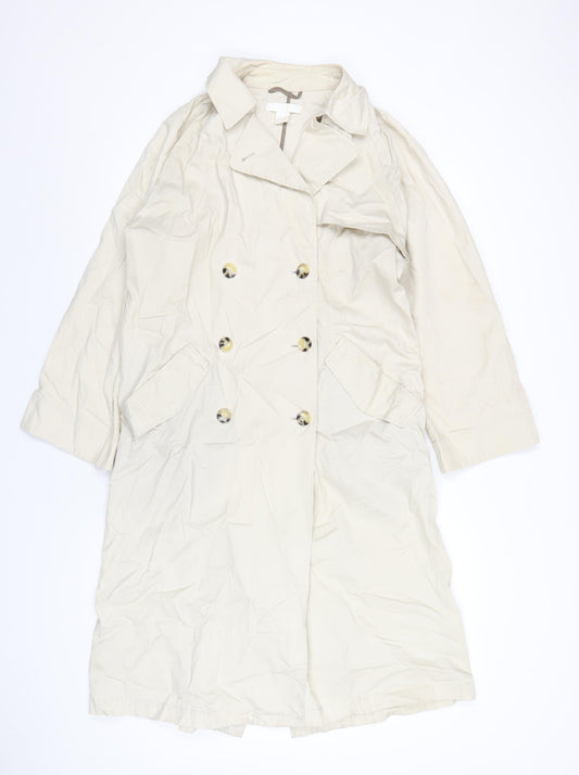 H&M Womens Beige Trench Coat Coat Size S Button