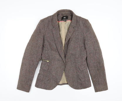 H&M Womens Multicoloured Geometric Jacket Blazer Size 10 Snap