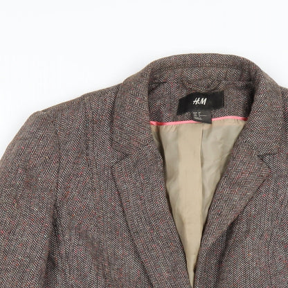 H&M Womens Multicoloured Geometric Jacket Blazer Size 10 Snap