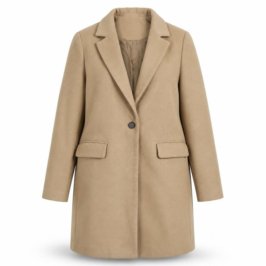 Womens UK Size 10 New Look Beige Overcoat