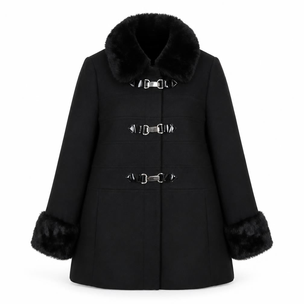 Womens UK Size 16 Red Herring Black Pea Coat