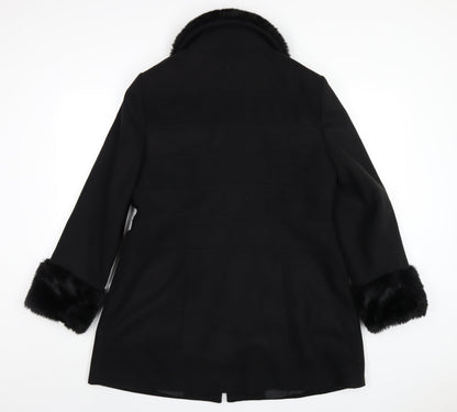 Womens UK Size 16 Red Herring Black Pea Coat