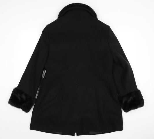 Womens UK Size 16 Red Herring Black Pea Coat