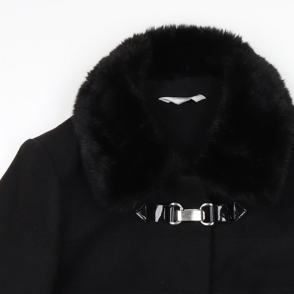 Womens UK Size 16 Red Herring Black Pea Coat