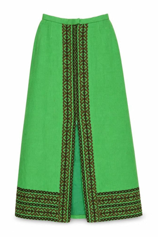 Arola Womens Green Acrylic A-Line Skirt Size XS Zip