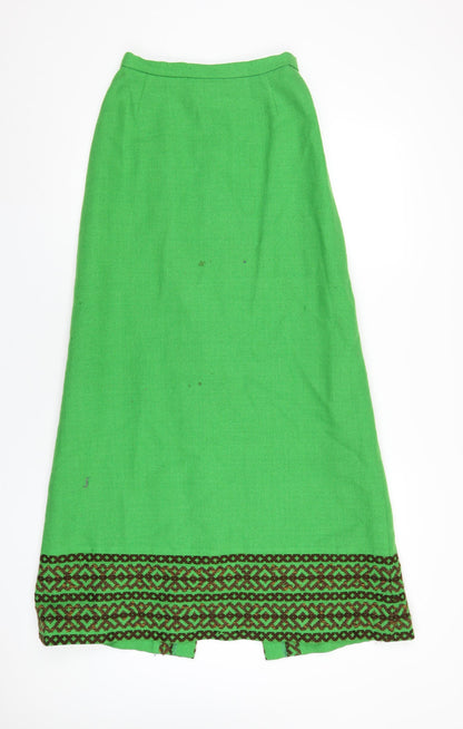 Arola Womens Green Acrylic A-Line Skirt Size XS Zip