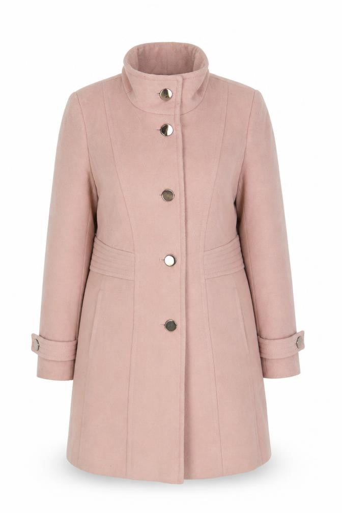 Marks & Spencer Womens Pink Overcoat Coat Size 14 Button
