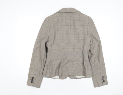NEXT Womens Beige Plaid Jacket Blazer Size 12 Button
