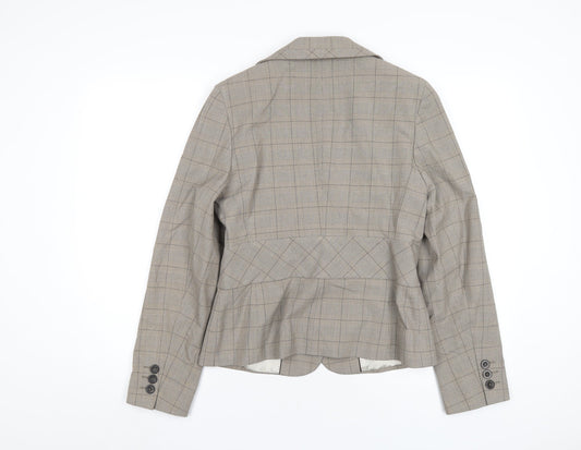 NEXT Womens Beige Plaid Jacket Blazer Size 12 Button