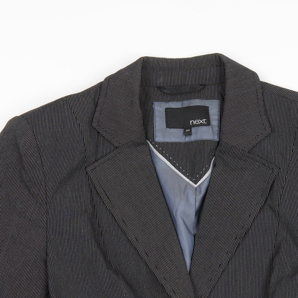 NEXT Womens Black Striped Polyester Jacket Blazer Size 10