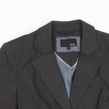 NEXT Womens Black Striped Polyester Jacket Blazer Size 10