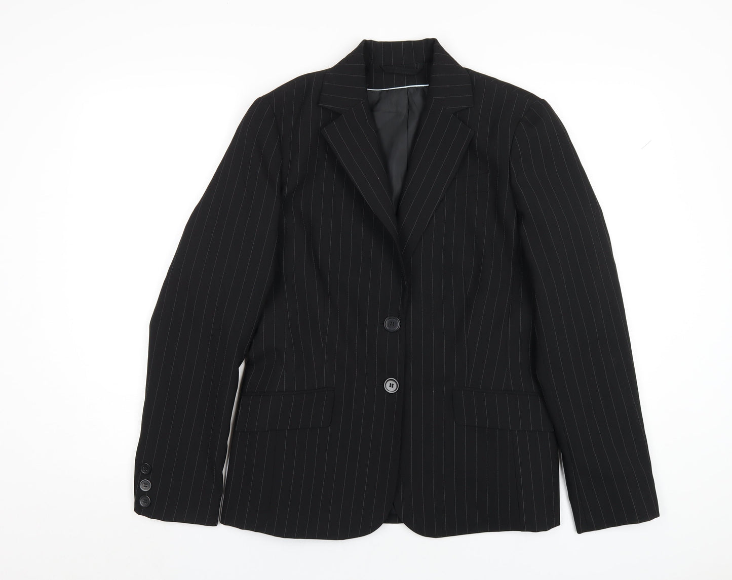 Dorothy Perkins Womens Black Striped Polyester Jacket Blazer Size 14