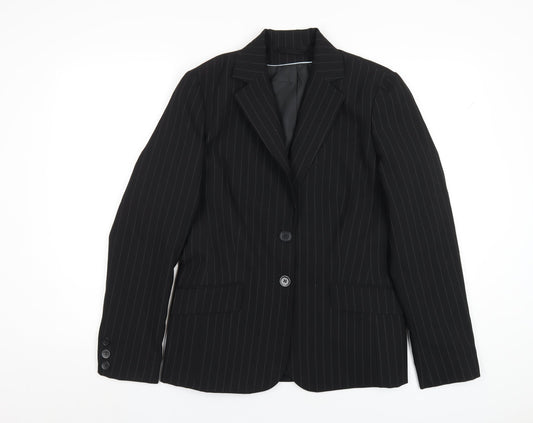 Dorothy Perkins Womens Black Striped Polyester Jacket Blazer Size 14